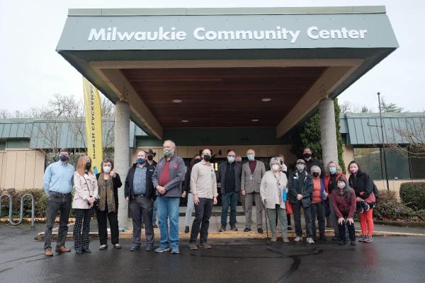 People outside of Milwaukie Center