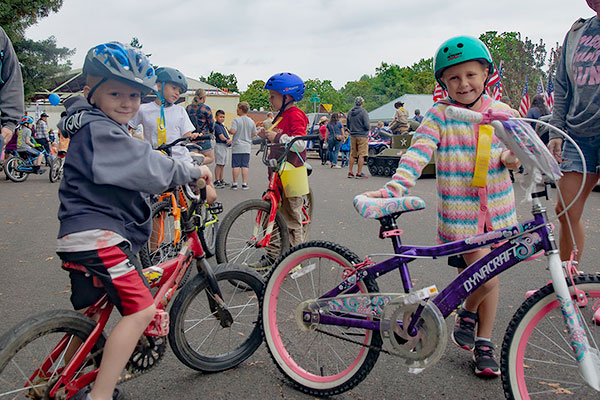 Children riding their bikes