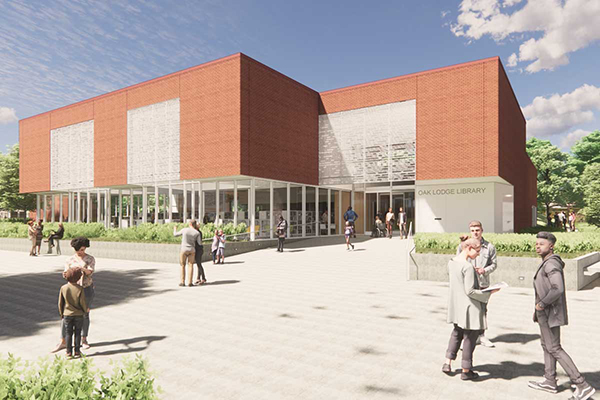 Artist's rendering of the new Oak Lodge Library