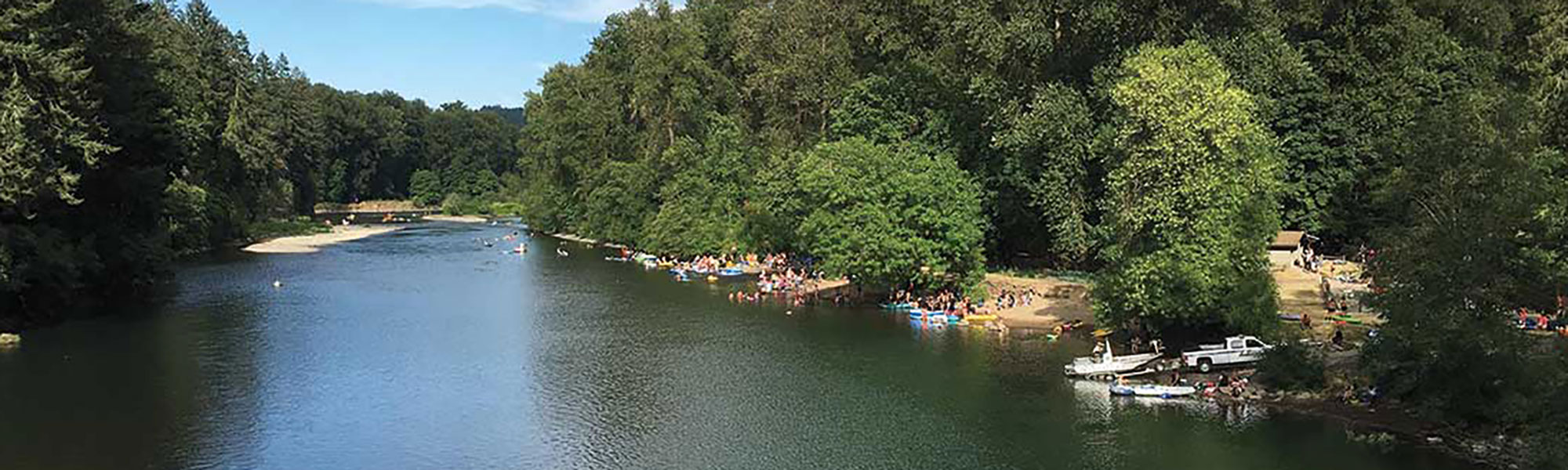 Park-goers floating down the river at Carver Park