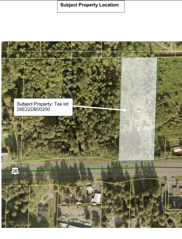 Subject property location, tax lot 26E22DB00200