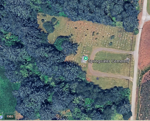 Aerial photo showing cemetery