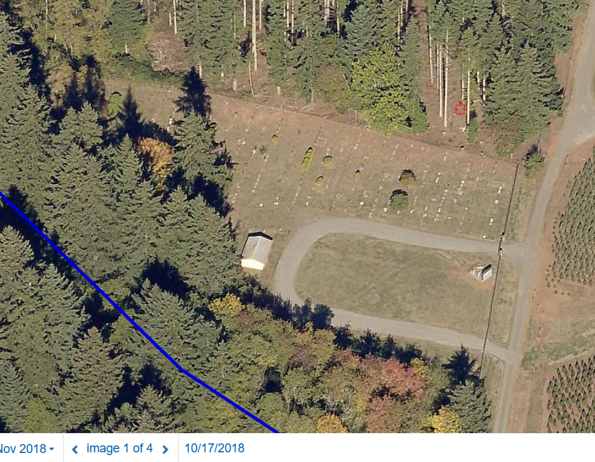 Aerial photo showing cemetery from October 17 2018