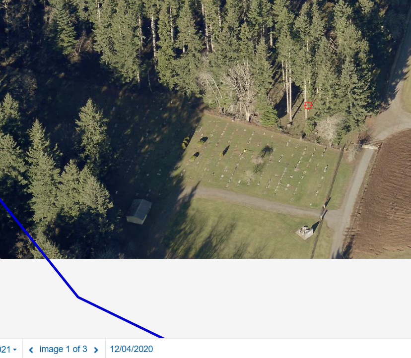 Aerial photo showing cemetery from December 4 2020
