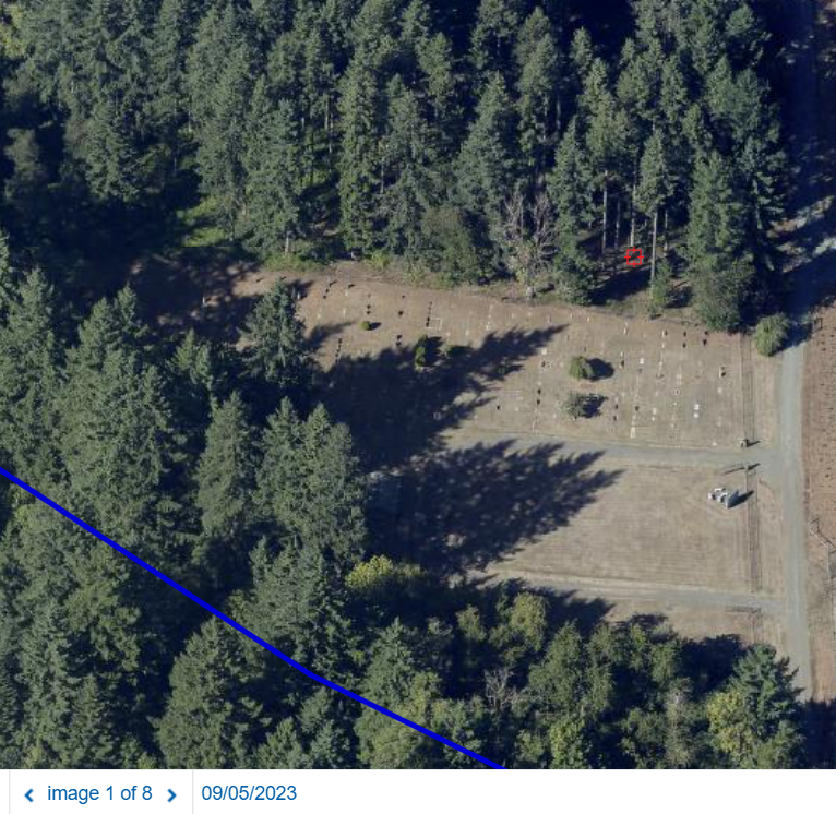 Aerial photo showing cemetery from September 5 2023