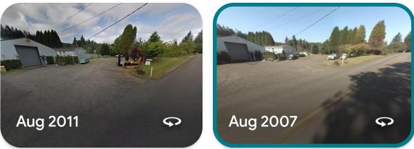 Image showing same area in August 2011 and August 2007