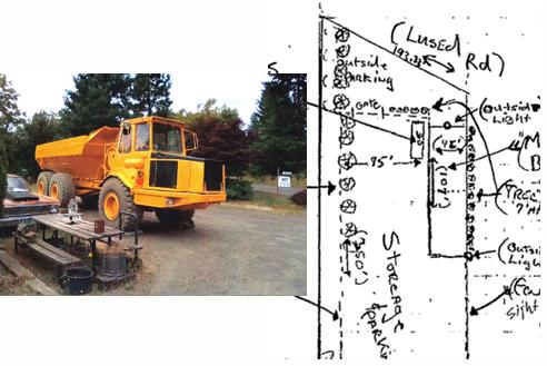 A vehicile parked in the outside and the 1997 site plan