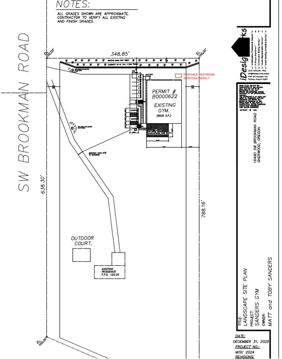 Site plan of location with notes