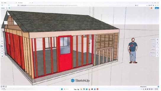 3D graphic of elevation with man for scale