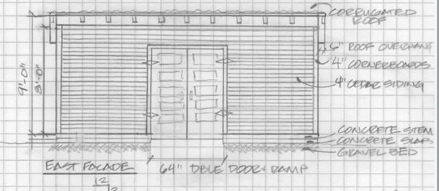Hand drawn elevation drawing