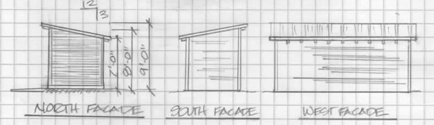 Hand drawn elevation drawing continued
