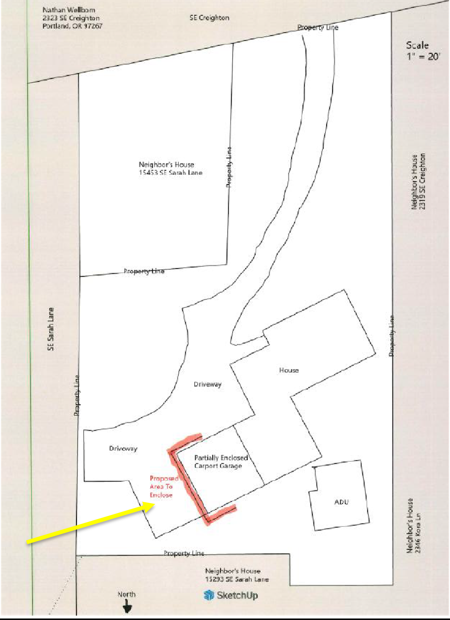 Proposed area to enclose