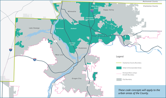 Map of the study area in Clackamas County