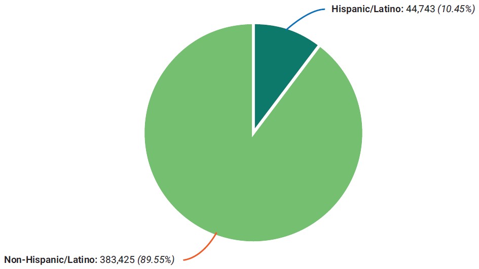 Pie chart showing Clackamas County population by ethnicity