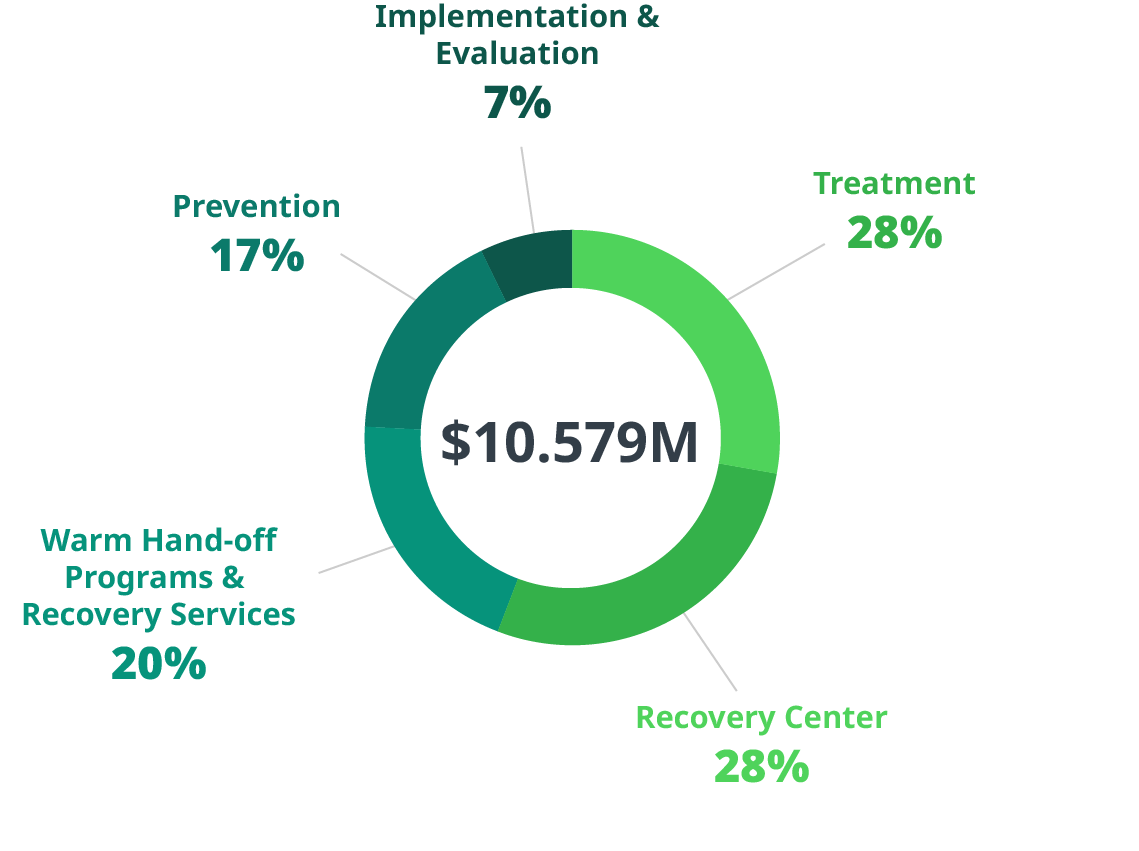 chart demonstrating distribution of how funds are being spent