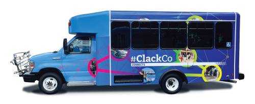 Blue Clackamas Connects transit vehicle