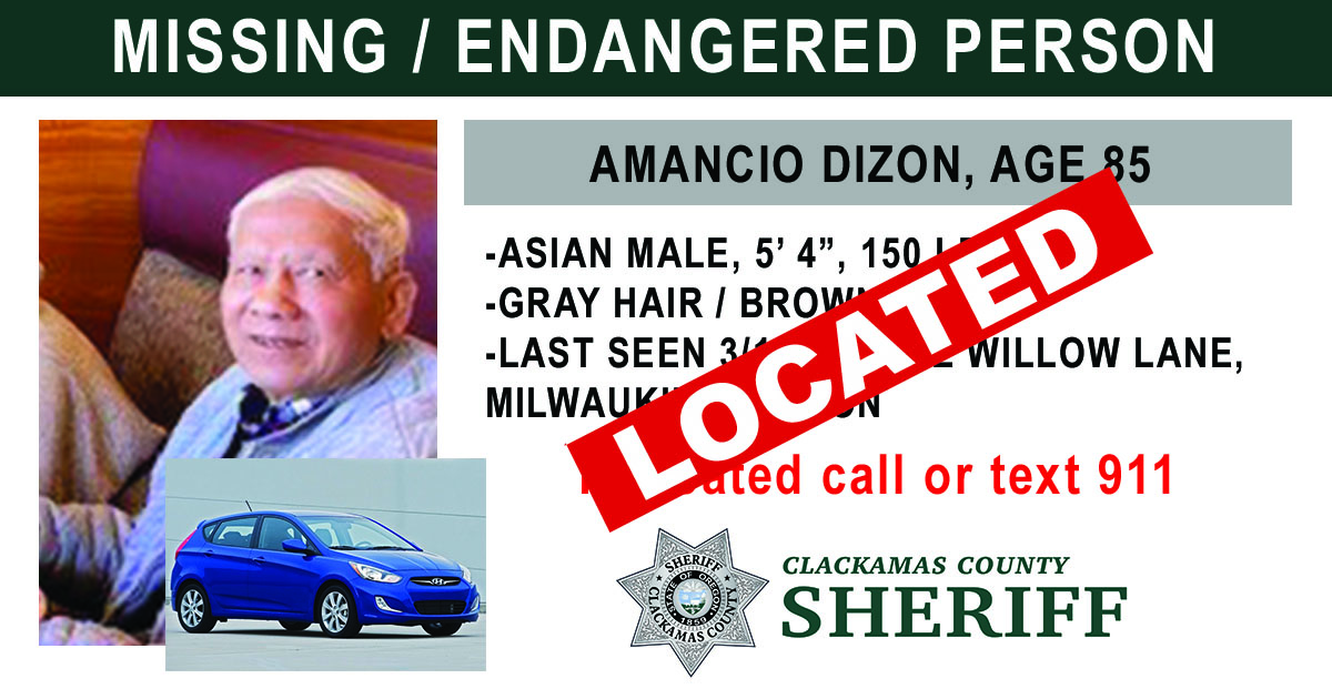 Clackco Sheriff News, Missing person located