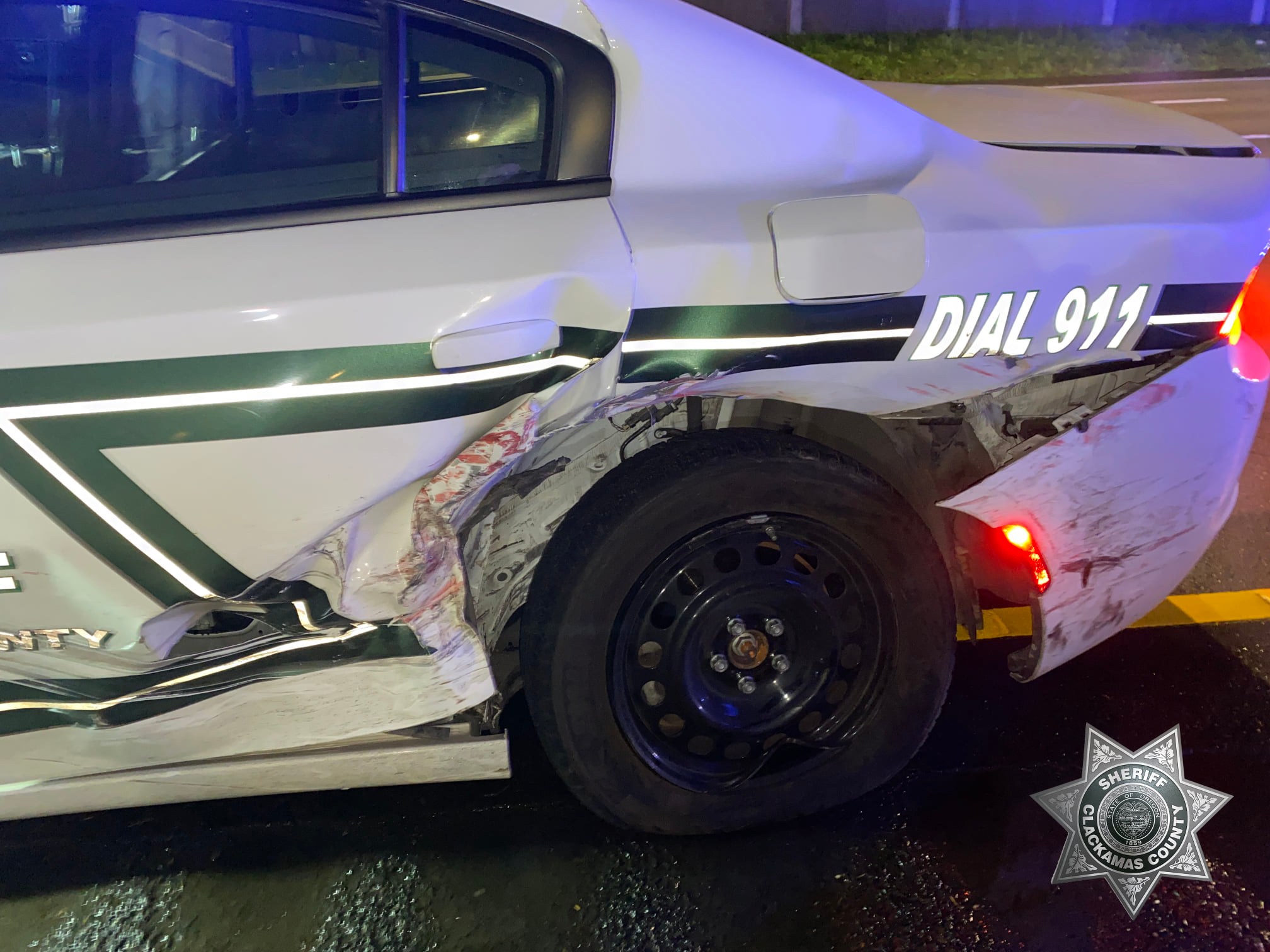 Damaged patrol car