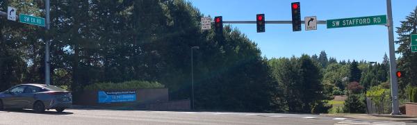 Traffic signals at an intersection