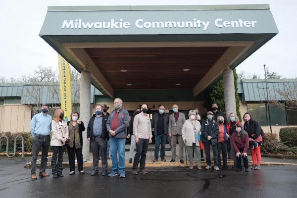 People in front of Milwaukie Center
