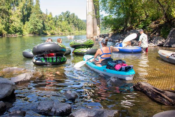 Park-goers gearing up to float down the river at Barton Park