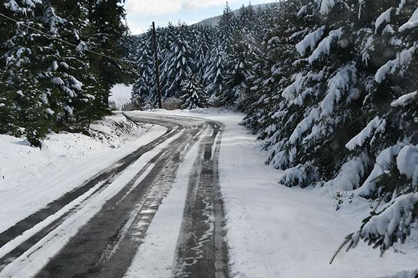 Snow-covered road