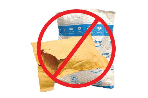 Plastic-padded envelopes cannot be recycled at home