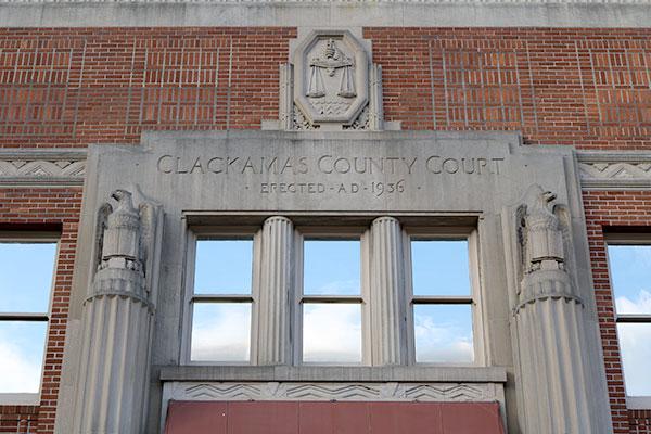 Close up of Clackamas County Courthouse