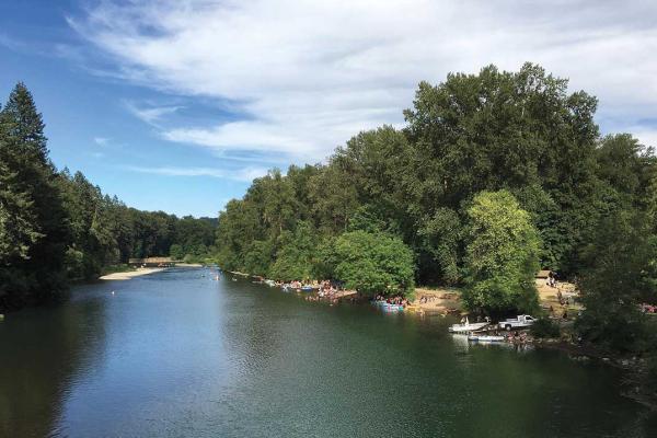 the river and people floating at carver park