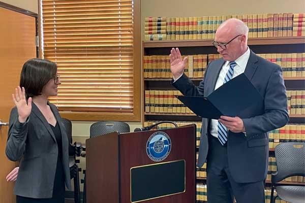 DDA Grace Hoffa being sworn in