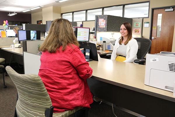 Inside the DSB lobby. customer service
