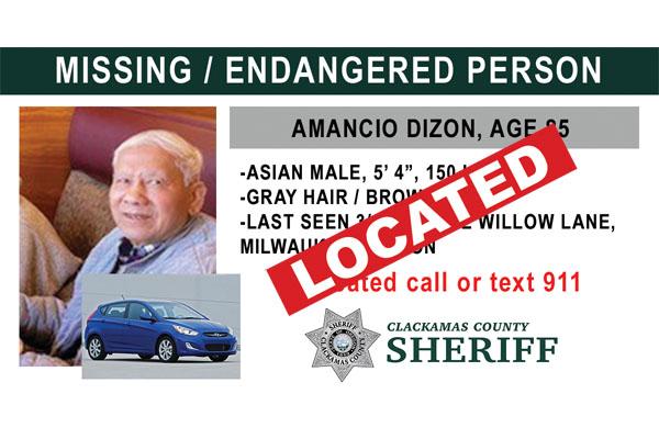 ClackCo Sheriff News, Missing person located