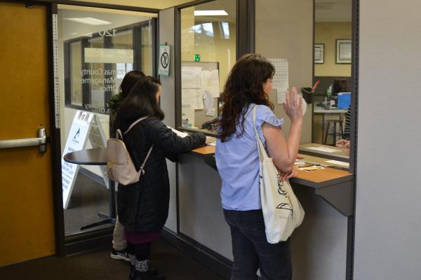 Clackamas County citizens apply for passports at the Records Management Division