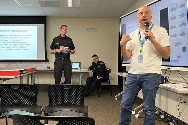 Daniel Nibouar leads a meeting