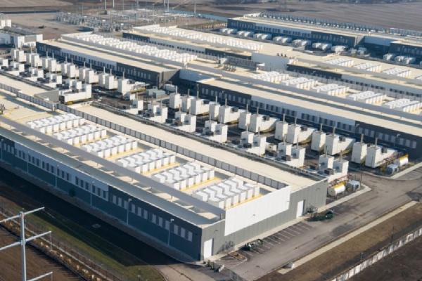 Arial of large data center located in rural area