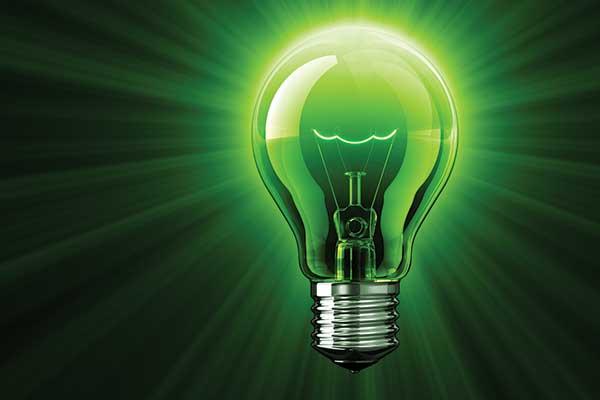green light bulb