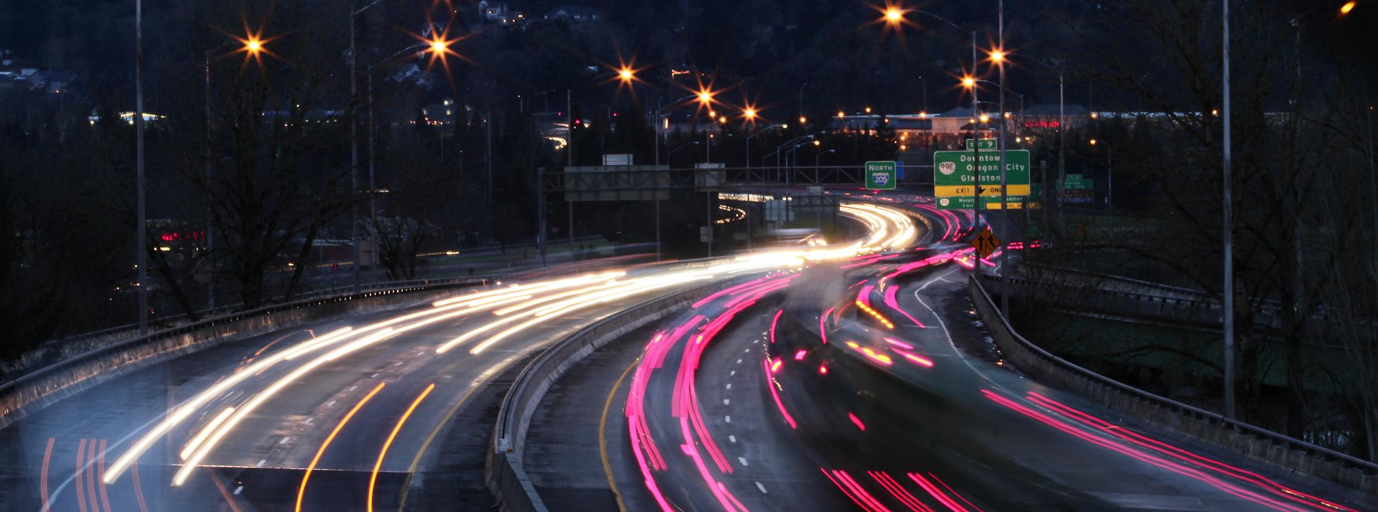 Interstate 205 at night