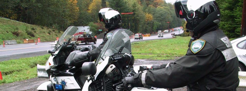 Deputies on motorcycles patrolling the highway