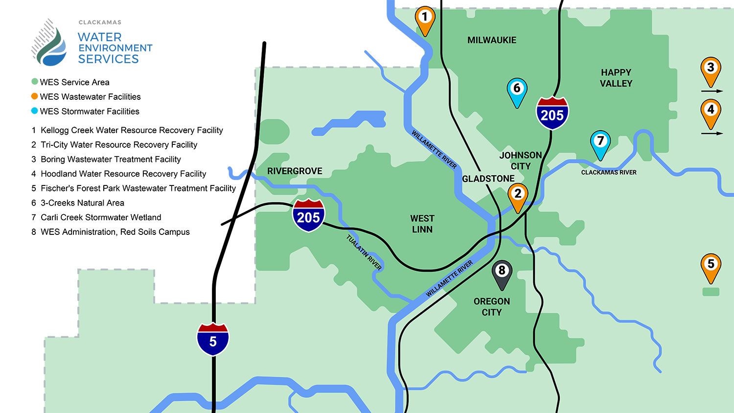 WES Service Area map