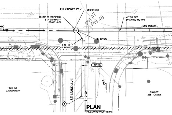 Diagram of the force main connection for the Clackamas Industrial Area